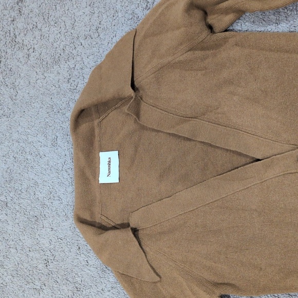 Nanushka Camel Brown cardigan Wool Cashmere Blend Collared Size Medium - Picture 4 of 9